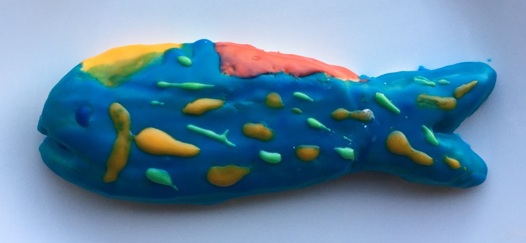 The Eternal Fishnu raku cookie, as he appeared during the Devonian.